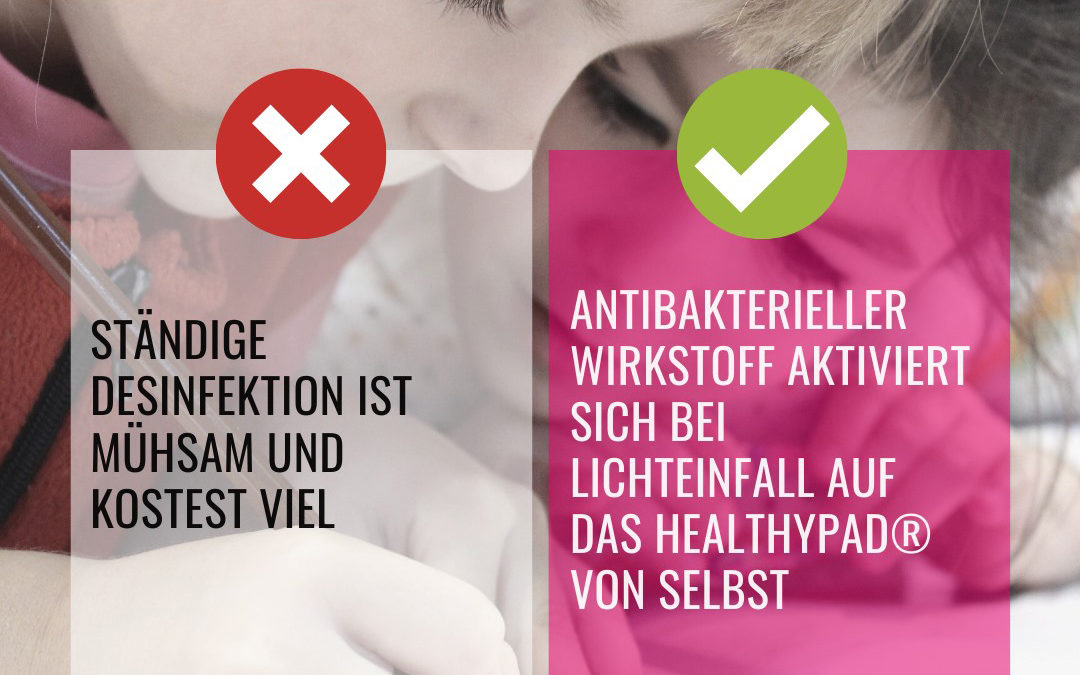 Zum SCHULSTART: healthyPad® – die dauerhaft keimfreie Tischauflage